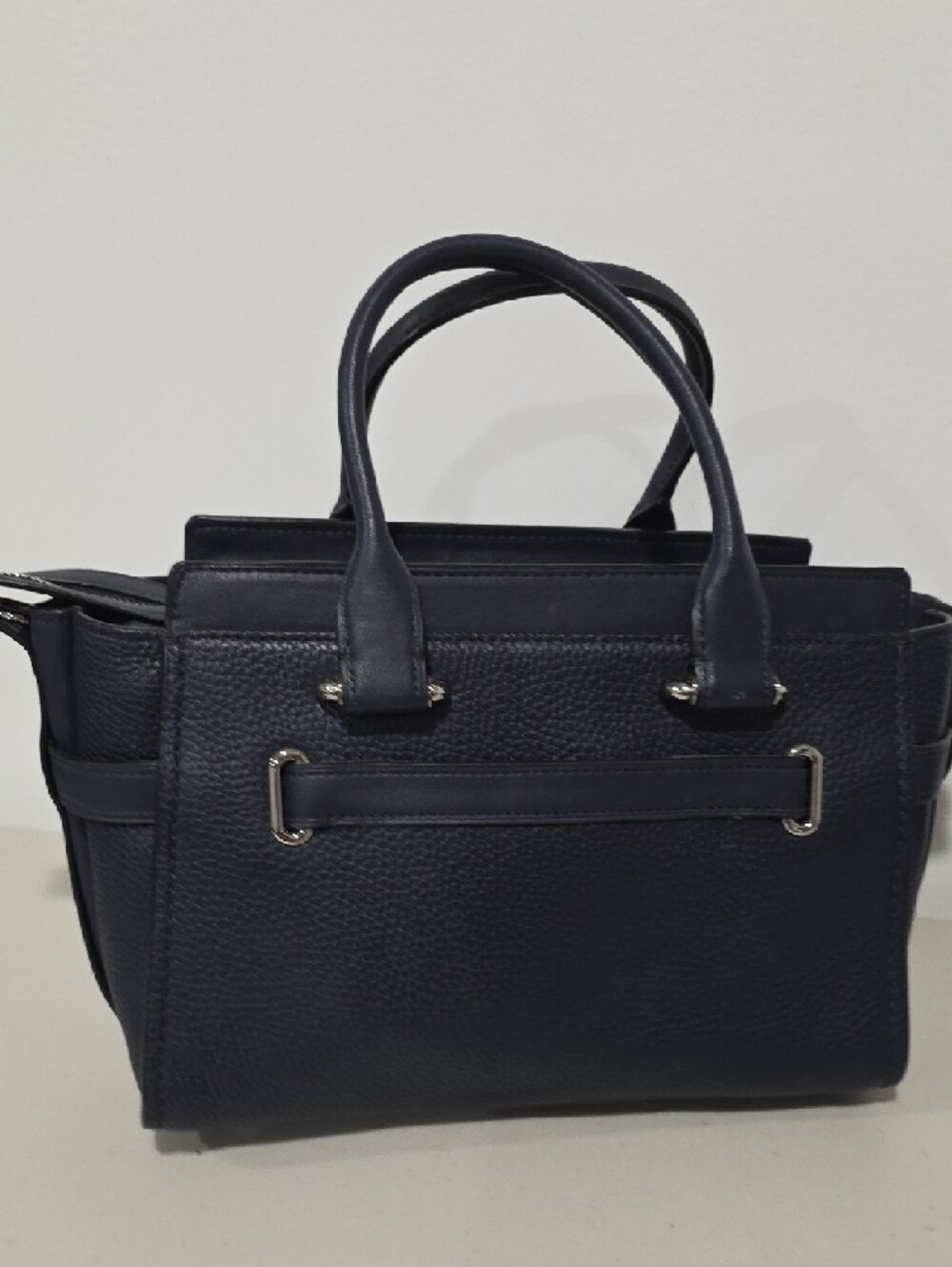 Coach Swagger 27 Navy Pebbled Leather Satchel with Silver Hardware Purse F87295 - Picture 3 of 16